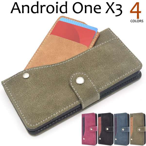 ＜スマホケース＞Android One X3用スライドカードポケット手帳型ケース